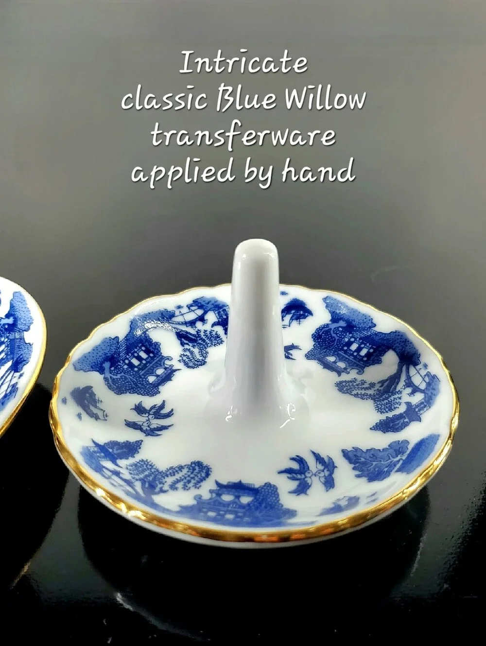 2pc Blue Willow Cardew Blue Porcelain Ring & Trinket Dishes By 🇬🇧 Paul Cardew